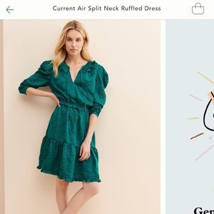 Anthropologie Green Ruffle Dress